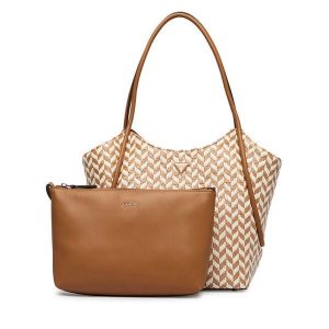 Torebka Guess. Brązowe shopper bag Guess, z aplikacjami, bez dodatków. Za 719,99 zł.