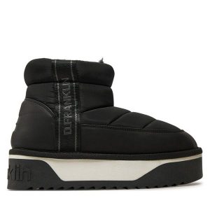 Śniegowce D.Franklin. Czarne buty zimowe D.Franklin, bez obcasa, bez zapięcia. Za 399,99 zł.