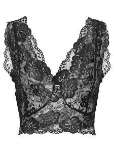 Cream Top w kolorze czarnym rozmiar: S. Czarne topy Cream, s, bez wzorów, z koronki, bez kołnierzyka, bez ramiączek. Za 61,60 zł.