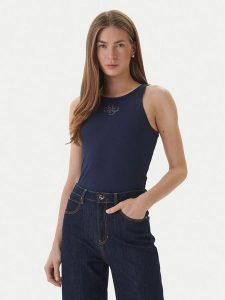 Guess Top W6RP39 KD092 Granatowy Regular Fit. Niebieskie topy Guess, l, z aplikacjami, z syntetyku, bez kołnierzyka, bez ramiączek. Za 174,99 zł.