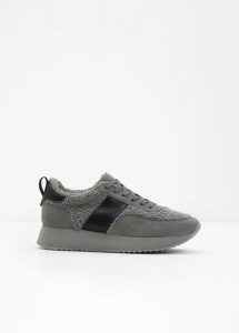 Sneakersy na platformie. Szare buty sportowe bonprix, bez wzorów, bez zapięcia. Za 149,99 zł.