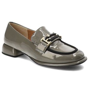 Szare Półbuty Artiker Eleganckie Obuwie Damskie. Szare półbuty ARTIKER, bez wzorów, ze skóry, bez obcasa, na obcasie, bez zapięcia. Za 239,00 zł.