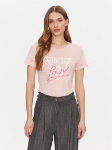Guess T-Shirt W5GI05 I3Z14 Różowy Regular Fit. Czerwone t-shirty Guess, xl, z aplikacjami, z bawełny, bez kołnierzyka, bez ramiączek. Za 109,99 zł.