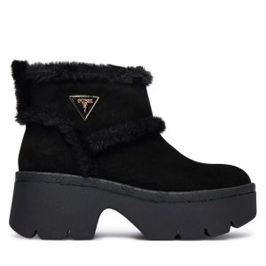 Botki Guess. Czarne botki Guess, z aplikacjami, bez obcasa, na słupku, bez zapięcia. Za 519,99 zł.
