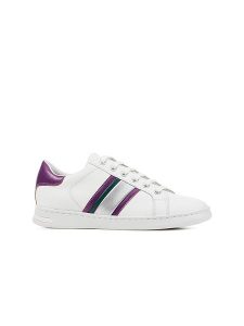 Geox Skórzane sneakersy "Jaysen" w kolorze biało-fioletowo-srebrnym rozmiar: 37. Białe trampki Geox, bez wzorów, z materiału, bez zapięcia. Za 206,42 zł.