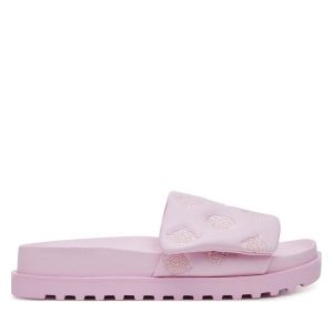 Klapki Guess. Czerwone klapki Guess, z aplikacjami, bez obcasa. Za 249,99 zł.