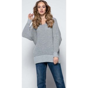 Szary Oversizowy Sweter z Dekoltem V. Piżamy marki Molly.pl. Za 119,90 zł.