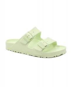 Klapki damskie Birkenstock Arizona Eva. Zielone klapki Birkenstock, bez wzorów, z materiału, bez obcasa. Za 328,00 zł.