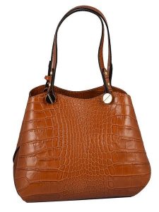 ORE10 Skórzana torebka "Vestar" w kolorze jasnobrązowym - 21 x 26 x 10 cm rozmiar: onesize. Brązowe torebki klasyczne ORE10, bez wzorów, z materiału, przez ramię, bez dodatków. Za 304,99 zł.