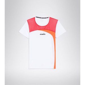 Koszulka do tenisa z krótkim rękawem damska Diadora L. SS T-SHIRT optical white. Białe bluzki Diadora, l, bez wzorów, bez kołnierzyka, bez ramiączek. Za 59,99 zł.