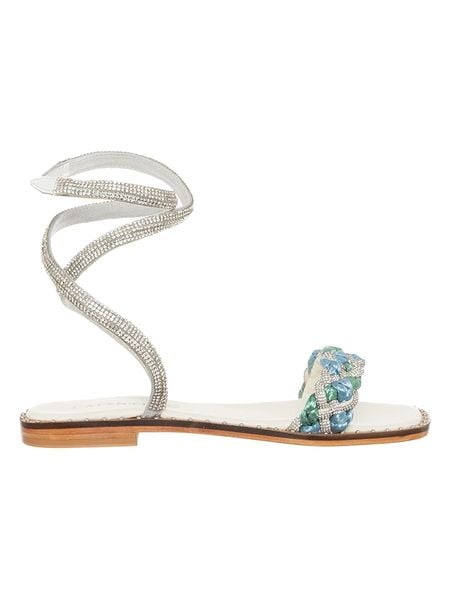 Cafe Noir Sandały w kolorze biało-turkusowym rozmiar: 37. Białe sandały Cafe Noir, bez wzorów, z materiału, z otwartym noskiem, bez obcasa, bez zapięcia. Za 104,39 zł.