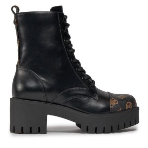 Trzewiki Guess. Czarne botki Guess, z aplikacjami, bez obcasa, na słupku, bez zapięcia. Za 579,99 zł.