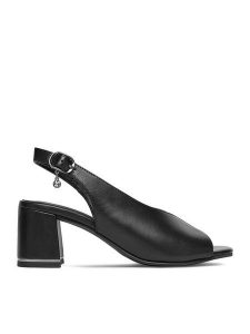 Lasocki Sandały CEO-WB-866-15 Czarny. Czarne sandały Lasocki, bez wzorów, ze skóry, bez obcasa, na słupku, bez zapięcia. Za 229,99 zł.