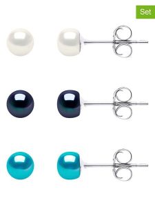 Pearline Srebrne kolczyki-wkrętki (3 pary) z perłami rozmiar: onesize. Białe kolczyki Pearline, z perłą, srebrne. Za 197,45 zł.
