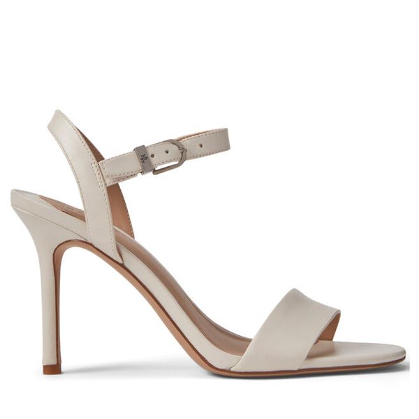 Sandały LAUREN RALPH LAUREN. Białe sandały Lauren Ralph Lauren, bez wzorów, bez obcasa, na szpilce, bez zapięcia. Za 409,99 zł.
