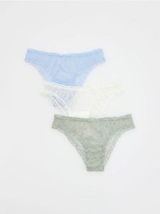 Siateczkowe majtki figi 3 pack - jasnozielony. Zielone figi Reserved, bez wzorów. W wyprzedaży za 25,99 zł.