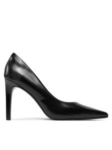 Calvin Klein Szpilki Heel Pump 90 - Brush L HW0HW02263 Czarny. Czarne szpilki Calvin Klein, bez wzorów, ze skóry, bez obcasa. Za 379,99 zł.