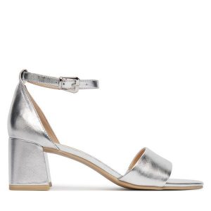 Sandały Caprice. Szare sandały Caprice, bez wzorów, bez obcasa, na słupku, bez zapięcia. Za 299,99 zł.