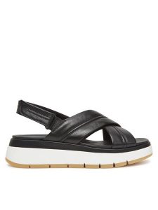 Clarks Sandały Tuscan Cross 26182233 Czarny. Czarne sandały Clarks, bez wzorów, ze skóry, bez obcasa, na koturnie, bez zapięcia. Za 269,99 zł.