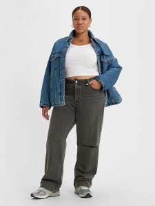 Levi´s Dżinsy "Plus 501®" - Comfort fit - w kolorze antracytowym rozmiar: W32/L32. Czarne jeansy z aplikacjami, z bawełny, z podwyższonym stanem. Za 149,31 zł.