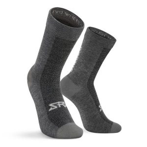 Skarpetki rowerowe z wełną merino kolarsjie unisex SRX Maloja. Szare skarpetki SIROKO, bez wzorów, z elastanu. Za 76,00 zł.