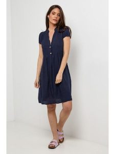 Le Monde du Lin Lniana sukienka w kolorze granatowym rozmiar: 36/38. Niebieskie sukienki Le Monde du Lin, bez wzorów, ze lnu, bez kołnierzyka, bez ramiączek, midi. Za 165,99 zł.