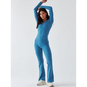 Legginsy Dzwony - Morning Dew BeShaped. Niebieskie legginsy BESHAPED, bez wzorów, z elastanu. Za 219,00 zł.