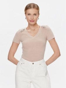 Marciano Guess Sweter Teti 4RGR11 5613Z Beżowy Regular Fit. Brązowe swetry klasyczne Marciano Guess, xxs, z wiskozy, bez kołnierzyka. Za 269,99 zł.