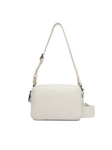 Calvin Klein Torebka Webbing Double Strap Camera Bag LV04F3165G Biały. Białe torebki klasyczne Calvin Klein, bez wzorów, ze skóry, bez dodatków. Za 409,99 zł.