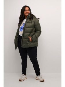 KAFFE curve Kurtka zimowa w kolorze khaki rozmiar: 42. Brązowe kurtki KAFFE curve, na zimę, bez wzorów, z puchu, bez kaptura. Za 182,29 zł.