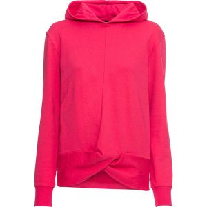 Bluza z efektem przewiązania bonprix różowy hibiskus. Bluzy marki bonprix. Za 29,99 zł.