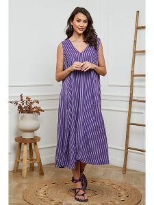 Fleur de Lin Lniana sukienka w kolorze fioletowym rozmiar: S. Różowe sukienki Fleur de Lin, na co dzień, s, bez wzorów, ze lnu, bez kołnierzyka, bez ramiączek, maxi, proste. Za 180,91 zł.