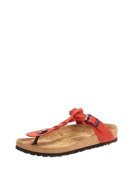 Comfortfusse Skórzane japonki w kolorze czerwonym rozmiar: 37. Czerwone klapki Comfortfüße, bez wzorów, z otwartym noskiem, bez obcasa. Za 161,34 zł.