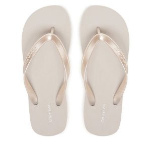 Japonki Calvin Klein. Szare klapki Calvin Klein, bez wzorów, bez obcasa. Za 189,99 zł.