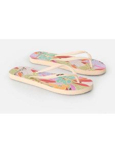 Rip Curl Japonki "Mixed Bloom" w kolorze beżowym ze wzorem rozmiar: 36. Brązowe klapki Rip Curl, bez wzorów, z otwartym noskiem, bez obcasa. Za 56,93 zł.