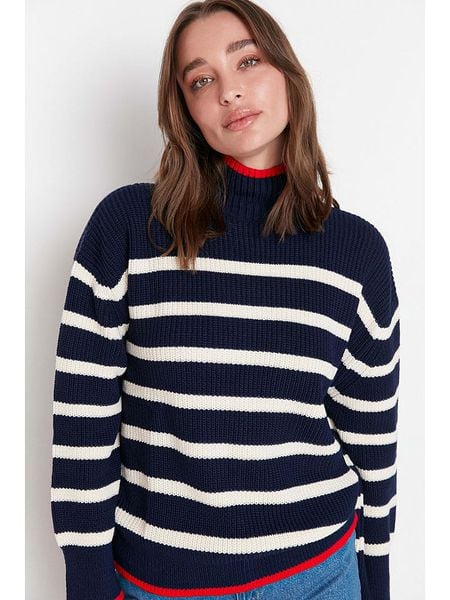 Trendyol Sweter w kolorze granatowym rozmiar: S. Niebieskie swetry oversize Trendyol, s, bez wzorów, bez ramiączek. Za 44,19 zł.