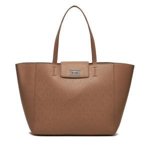Torebka Calvin Klein. Brązowe shopper bag Calvin Klein, bez wzorów, bez dodatków. Za 489,99 zł.