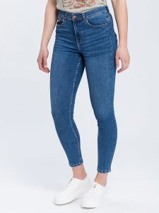 Cross Jeans Dżinsy - Skinny fit - w kolorze niebieskim rozmiar: W34/L32. Niebieskie jeansy Cross Jeans, z aplikacjami, z bawełny, z podwyższonym stanem. Za 131,74 zł.