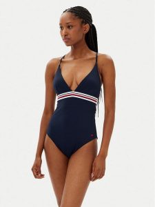 Tommy Hilfiger Strój kąpielowy UW0UW05847 Granatowy. Niebieskie stroje jednoczęściowe TOMMY HILFIGER, bez wzorów, z syntetyku. Za 249,99 zł.