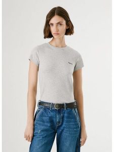 Pepe Jeans Koszulka "Merida" w kolorze jasnoszarym rozmiar: M. Szare bluzki Pepe Jeans, m, bez wzorów, z jeansu, bez kołnierzyka, bez ramiączek. Za 91,77 zł.