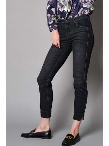 Rosner Dżinsy "Antonia" - Skinny fit - w kolorze czarnym rozmiar: 40/L28. Czarne jeansy Rosner, z aplikacjami, ze skóry, z podwyższonym stanem. Za 131,74 zł.