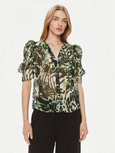 Morgan Bluzka 241-CIMPA.F Zielony Regular Fit. Zielone bluzki Morgan, bez wzorów, z syntetyku, bez kołnierzyka, bez ramiączek. Za 239,99 zł.