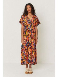 SKFK Sukienka "Leire" w kolorze niebiesko-pomarańczowym rozmiar: 34. Pomarańczowe sukienki SKFK, bez wzorów, z bawełny, bez kołnierzyka, bez ramiączek, maxi. Za 239,99 zł.