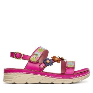 Sandały Laura Vita. Czerwone sandały LAURA VITA, bez wzorów, bez obcasa, na płaskiej podeszwie, bez zapięcia. Za 389,99 zł.