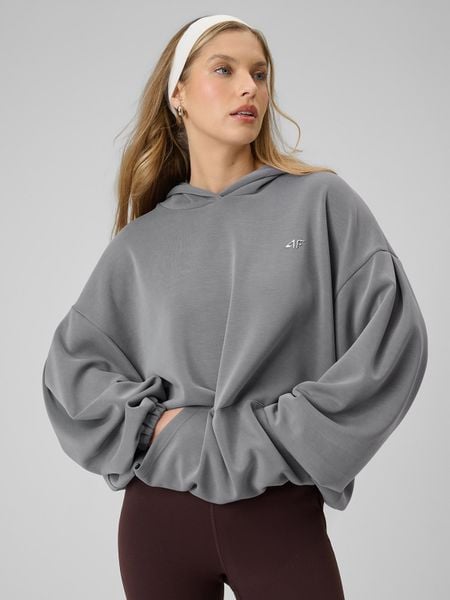 4F Bluza dresowa oversize z modalem damska - szara M. Szare bluzy 4f, m, bez wzorów, z dresówki, z kapturem. Za 269,99 zł.