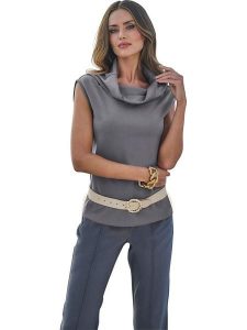 Heine Bluzka w kolorze szarym rozmiar: 40. Szare bluzki Heine, bez wzorów, bez kołnierzyka, bez ramiączek. Za 60,99 zł.