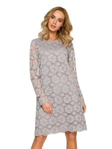 Made of emotion Sukienka w kolorze szarym ze wzorem rozmiar: XXL. Szare sukienki Made Of Emotion, na co dzień, xxl, bez wzorów, z koronki, bez kołnierzyka, bez ramiączek, midi, proste. Za 234,99 zł.