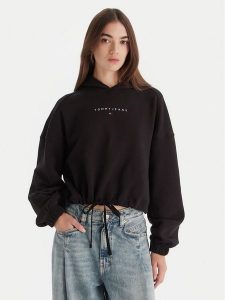 Tommy Jeans Bluza Bling Linear DW0DW21607 Czarny Regular Fit. Czarne bluzy Tommy Jeans, s, bez wzorów, z bawełny, bez kaptura. Za 389,99 zł.