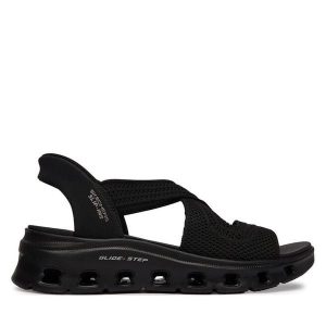 Sandały Skechers. Czarne sandały Skechers, bez wzorów, bez obcasa, na płaskiej podeszwie, bez zapięcia. Za 359,99 zł.