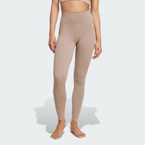 Legginsy All Me 7/8. Brązowe legginsy ADIDAS, bez wzorów, z materiału. Za 279,00 zł.